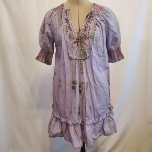 Chelsea & Violet Women's Dress XS Multicolor Tie Dye Lace Embroidered Boho